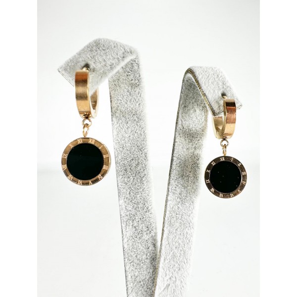 Rose Sİyah Taşlı Küpe Rose Sİyah Taşlı Küpe